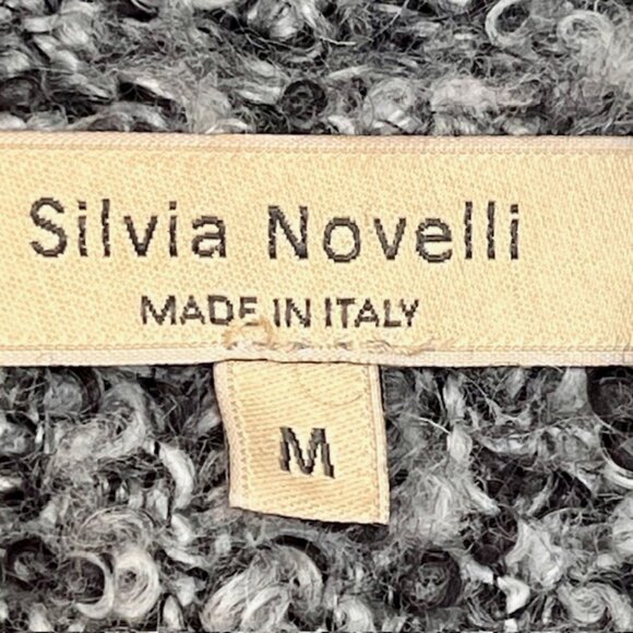 Silvia Novelli Italian Mohair Blend Open Cardigan Fuzzy/Curly - M - Black/Grey - Picture 9 of 11
